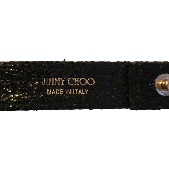 Jimmy Choo Glitter Key Ring Holder keychain designer leather NWOT - Picture 4 of 5